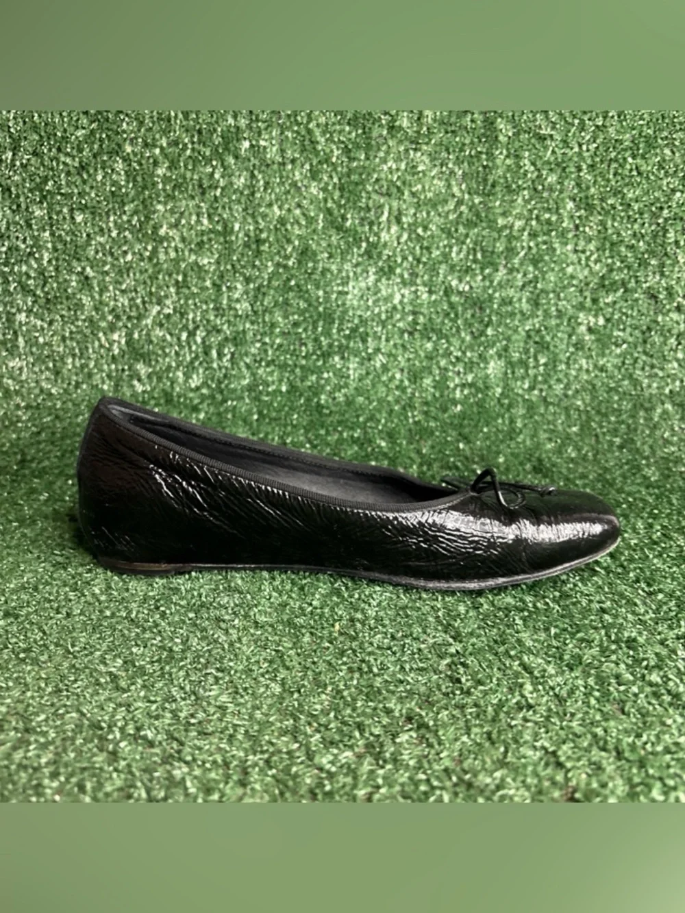M Gemi The Danza Ballet Flats Black Patent Leather Square Toe Bow Women's Size 6